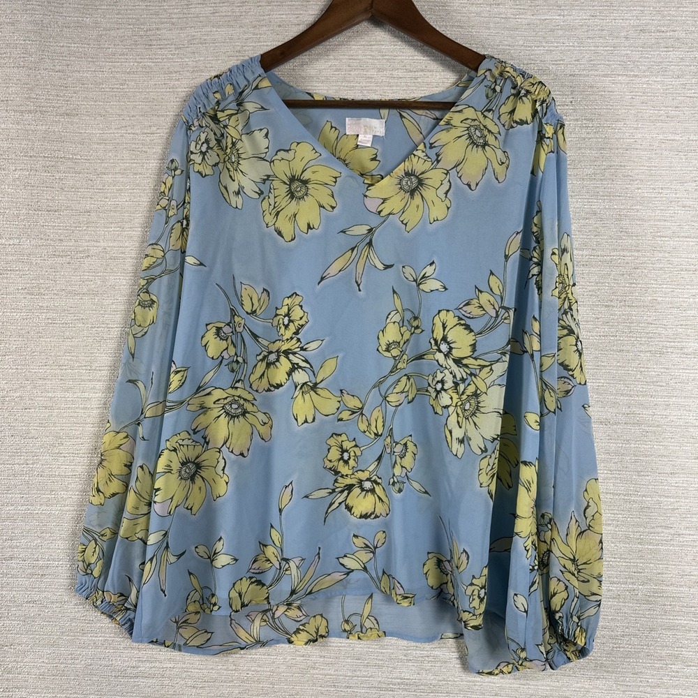 Belle By Kim Gravel XL Sheer Flowy Boho Floral Top Lightweight Regency Coquette